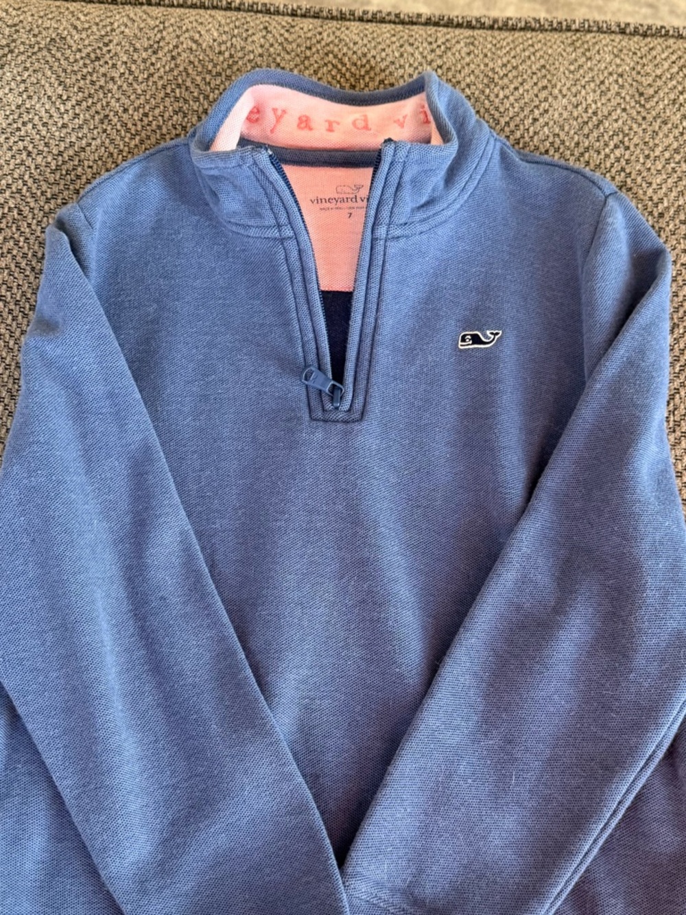 Vineyard Vines Kids Slate Blue Quarter-Zip Pullover